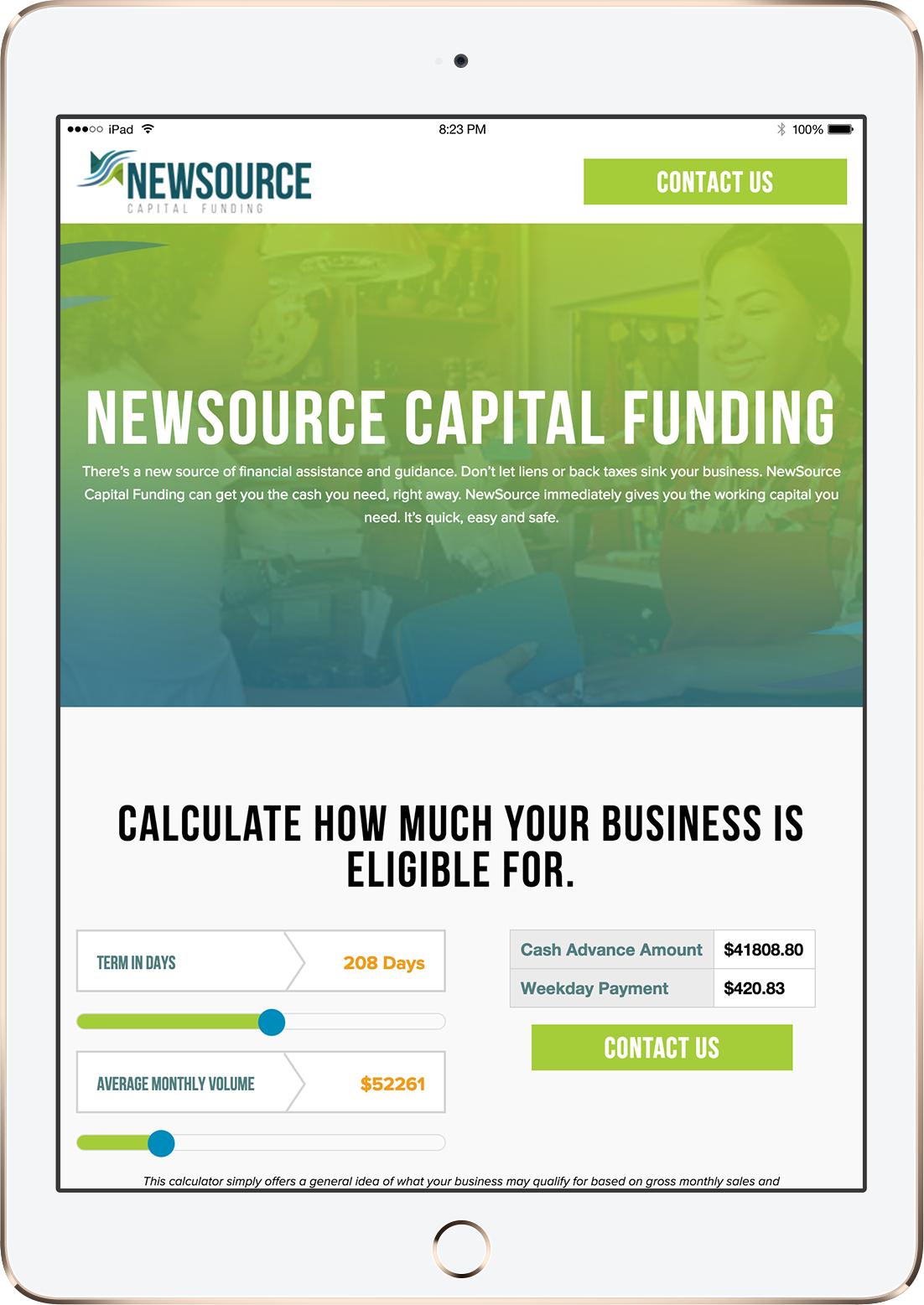 NewSource Capital Funding iPad